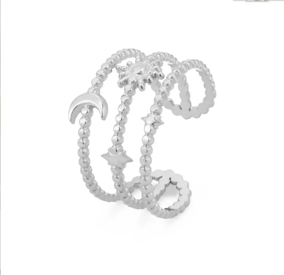 1PC Moon Star Sun Open Rings for Women Stainless Steel Gold Color Adjustable Layered Ring 2023 Mother Day Jewelry Gift F1100