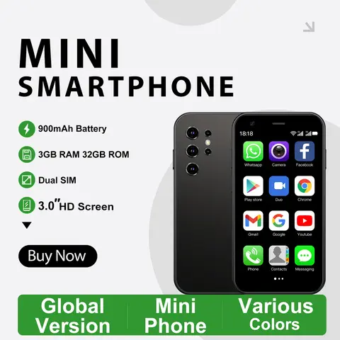 Mini24 Mini smartphone Android 3,0 pouces, 3 Go de RAM, 32 Go de ROM, téléphone 3G, Google Play Store, plusieurs couleurs