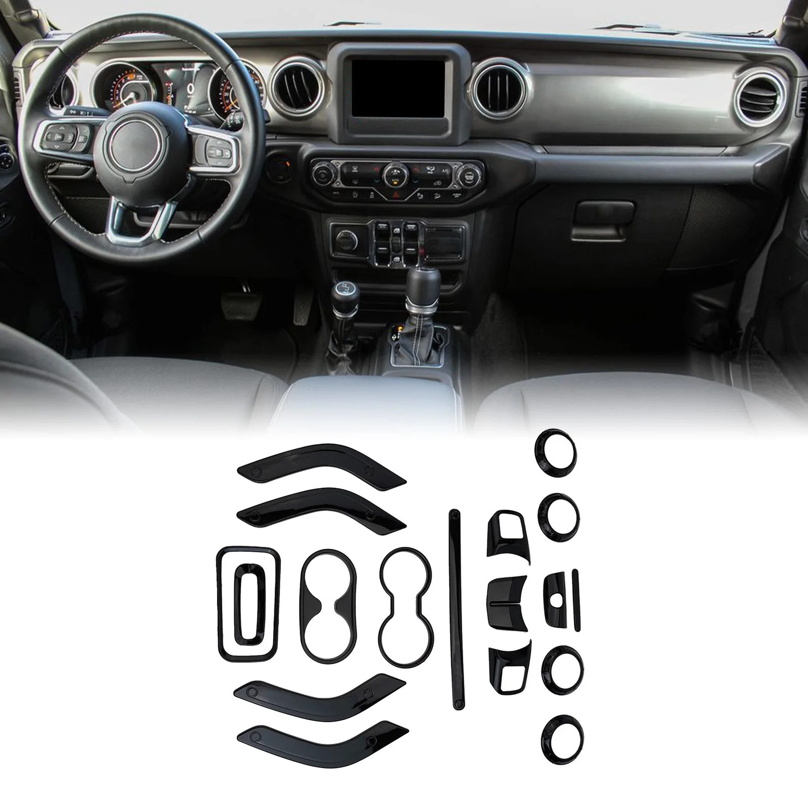 18pcs Car Trim Car Interior Decor Car Interior Enhancement for perfect Fit Convenient Application For Jeep for wrangler for jk