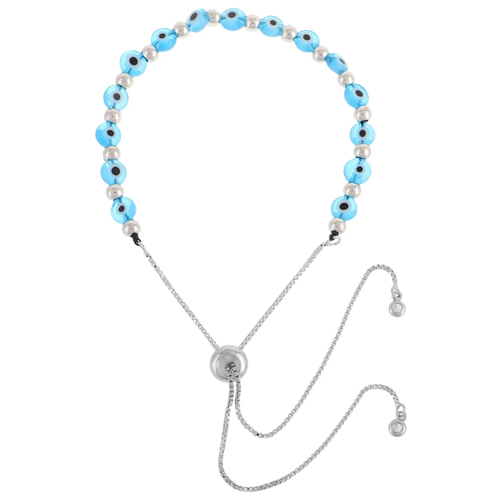 6mm Glass Beaded Evil Eye Bracelet Smooth Material Protective Wristband Lightweight Fashion Bracelet for Daily Wear