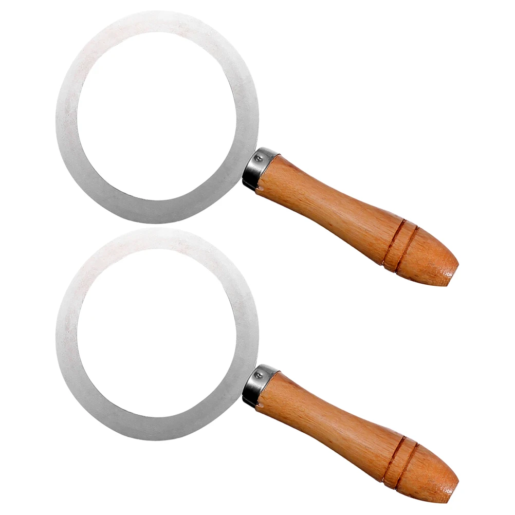 

2Pcs Stainless Steel Brulee Ring Wood Handle Heat-Resistant Gasket DIY Milk Tea Cup Rim Cover Kitchen Tools