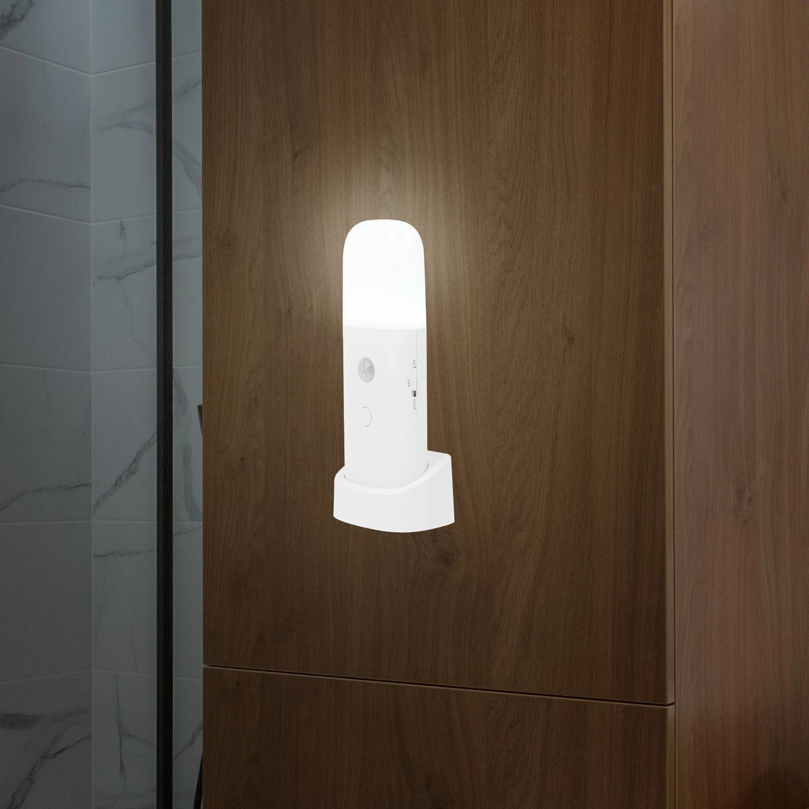 

1 set Body Sensing Night Light Compact USB Rechargeable Adjustable Brightness Small White Bedside Lamp Durable Material Home Use