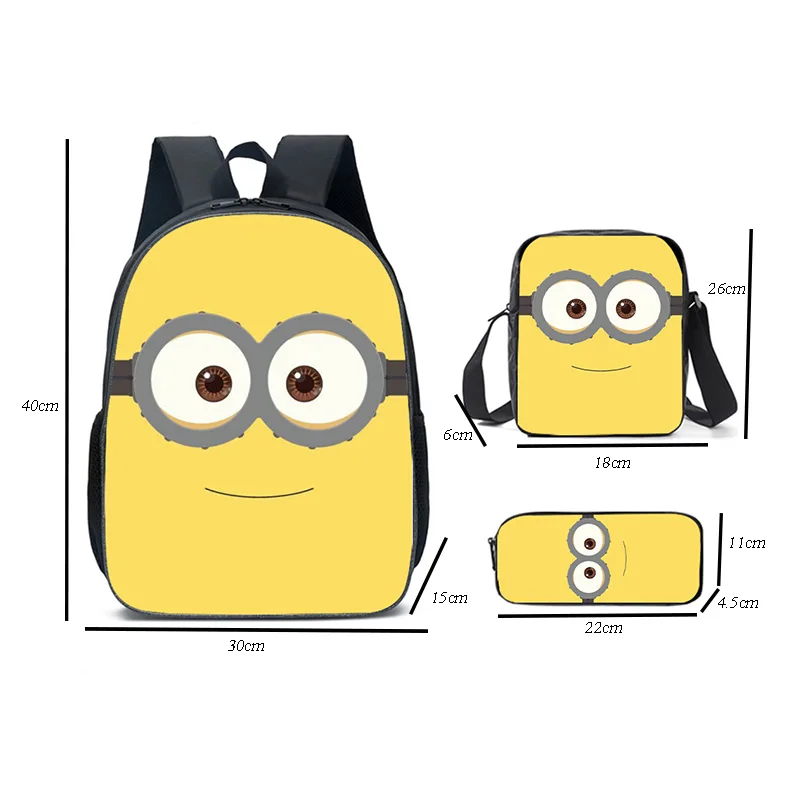 3Pcs Minions Backpack Bags for Students Pencil Case Minions Anime Portable Messenger Bag Girls Boys Backpack Bags Gifts 2024 New