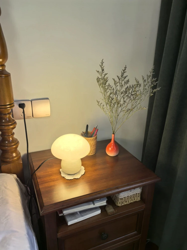 Mushroom natural marble table lamp, bedside bedroom sofa cabinet, high-end marble designer stone lighting fixture