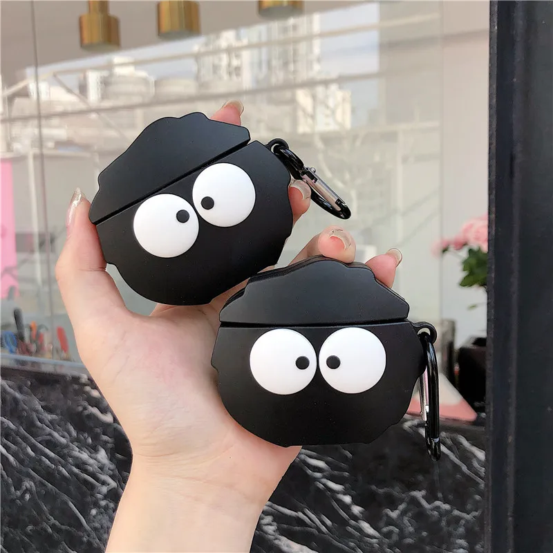 

Black Hair Coal Ball Earphone Protective Case for Airpods 1/2/Pro/3/4 Wireless Bluetooth Headset Cover Soft Silicone Skin