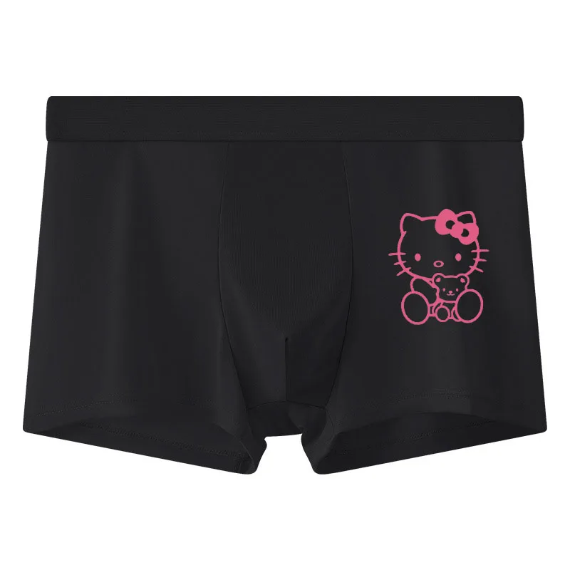 Kawaii cartoon cute pure lust style lace satin bow low waist sexy see-through briefs men's comfortable large size boxer briefs