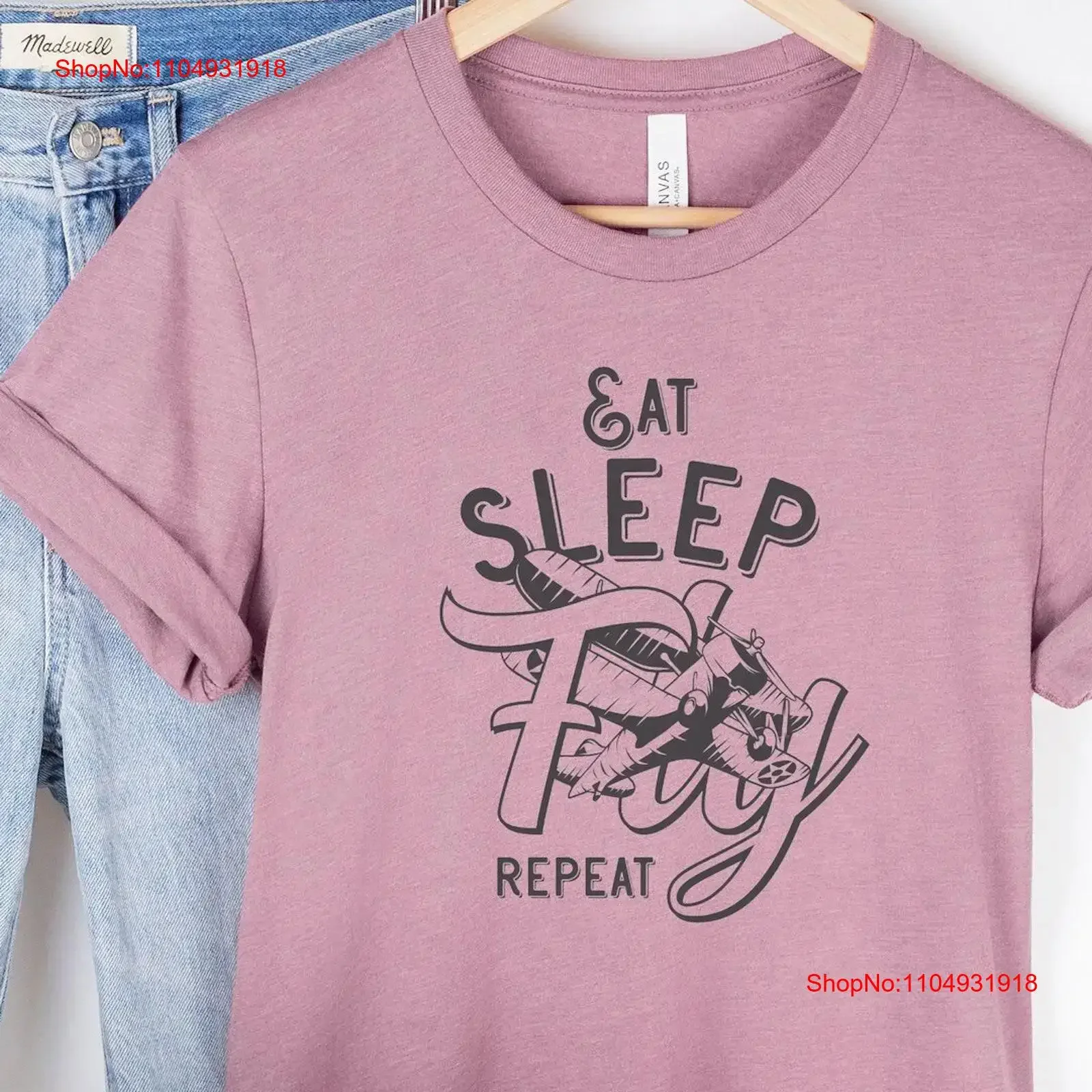 

Eat Sleep Fly RepeaT T Shirt Aviation Airplane for Pilot Flying Enthusiast CFI vintage Washed fashion graphic