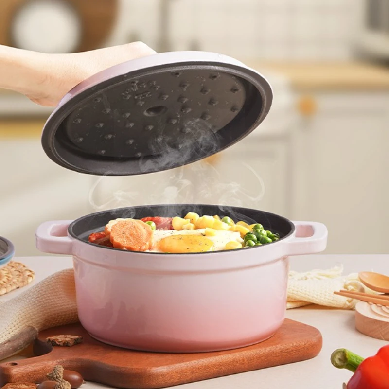 Premium Enamel Dutch Oven with Tight Lid, Creuset Style Casserole, Pressure Cooking, Slow Steaming Soup Making, Heat Retention