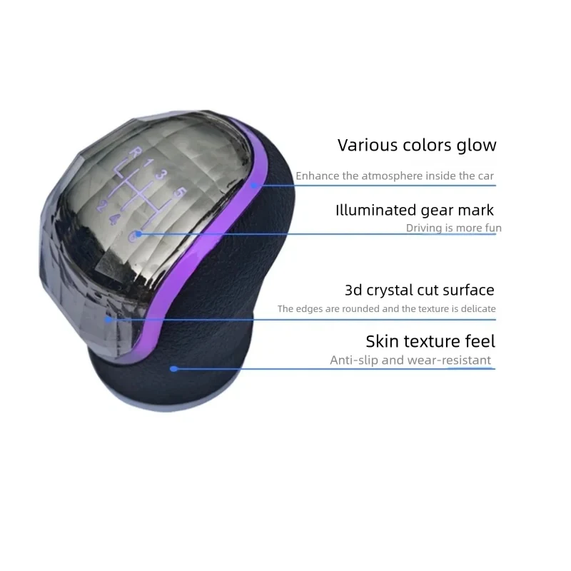 The Crystal Shift Knob Is For Manual/Reverse Gear With 5-Speed/6-Speed 10/12MM Diameter And Seven Color LED Lights view 2
