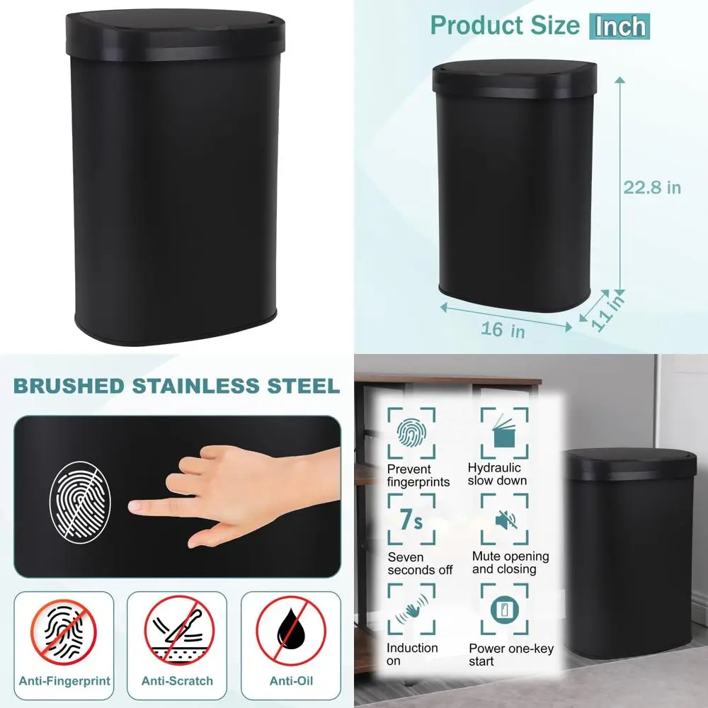 

50L Stainless Steel Kitchen Trash Can with Sensor Lid for Stylish Waste Disposal