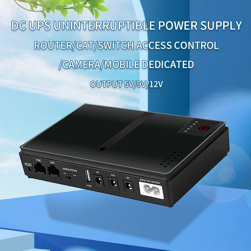 Fonte de Alimentação portátil para Router Switch e Celular, DC Fonte de Emergência, UPS, DC, UPS, DC, UPS, DC1018P, 5V, 9V, 12V, 24V, 18W, 36W,