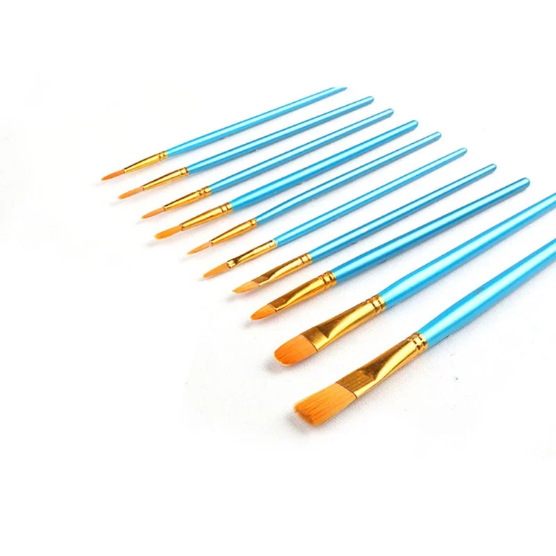 Painting brush set 10 pieces acrylic watercolor nylon head multi-function line short head pen horse brand nylon brush