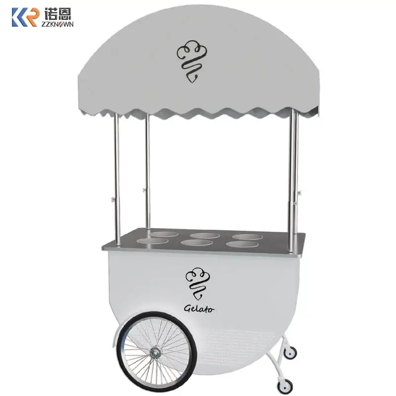 

Fully Equipped Mobile Restaurant Outdoor 48V DC Ice Cream Display Cabinet Trolley Mobile Coffee Hot Dog Convenience Store