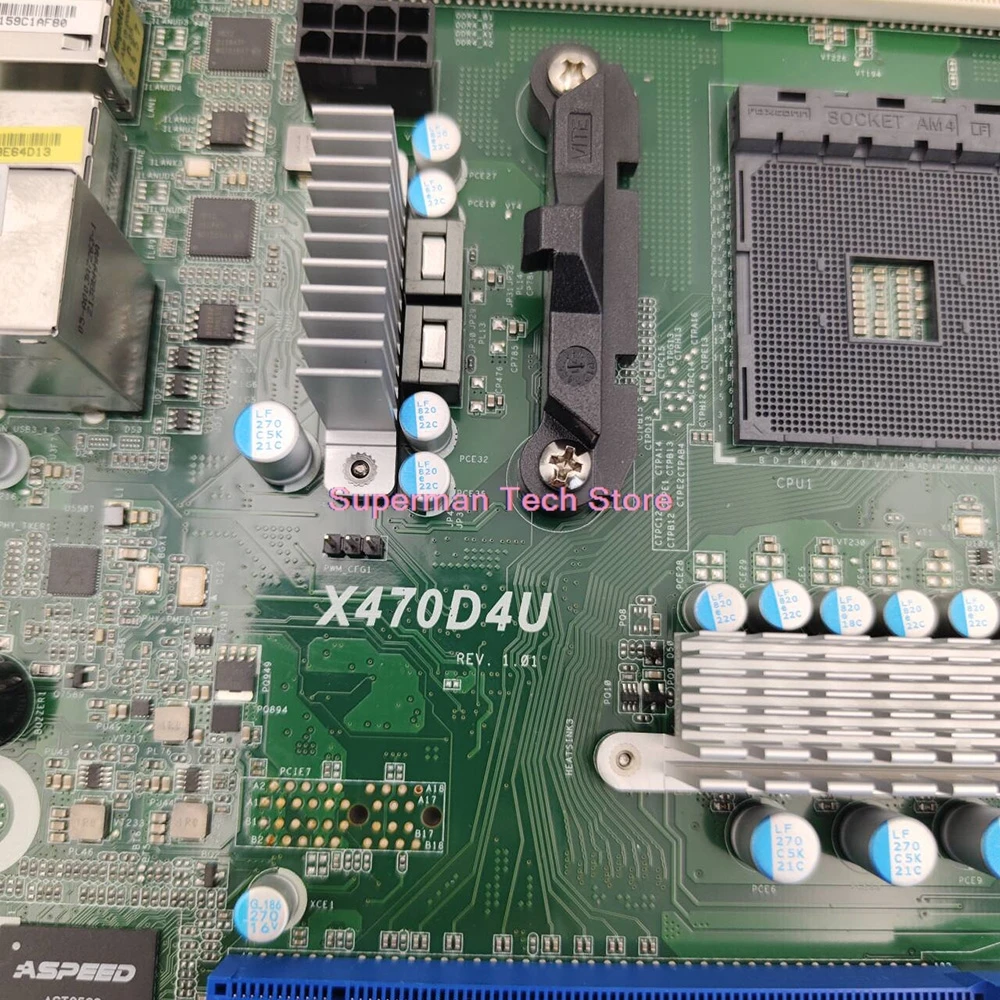 ASRock 서버용 마더보드, X470D4U, 3/4/5000 시리즈 CPU 지원, AM4 IPMI