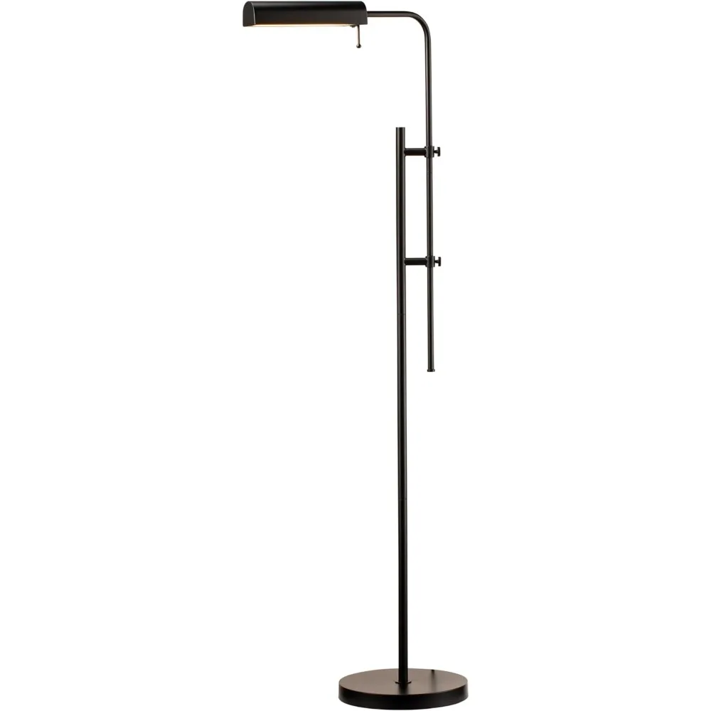 

Adjustable Floor Lamp - Industrial Design for Reading, Crafting, Work - 10W LED, Height 45-61 Inches, Black