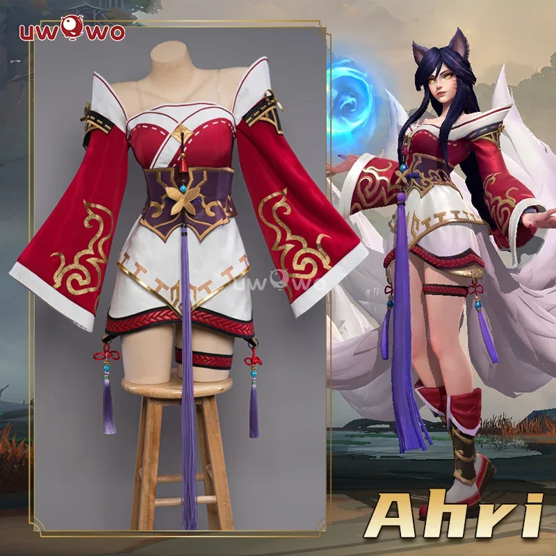 In Stock UWOWO League of Legends/LOL: Ahri Champion Nine Tails Wildd Riftt Game Cosplay Costume Ahri Halloween Cosplay