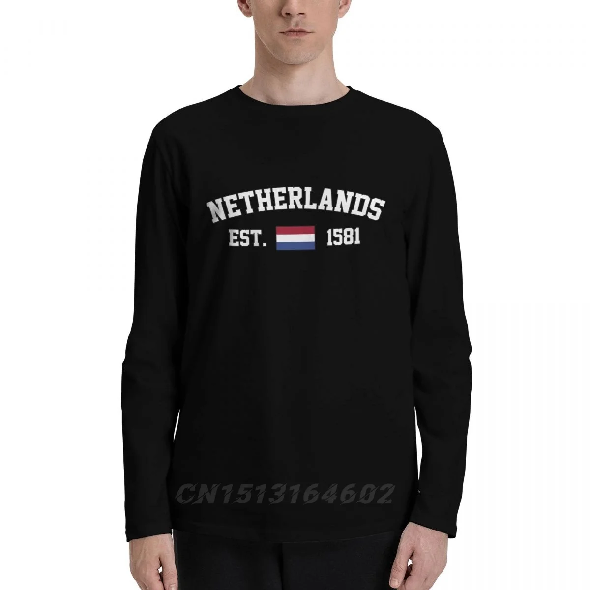 100% Cotton Netherlands Flag With EST. Year Long Sleeve Autumn T shirts Men Women Unisex Clothing LS T-Shirt Tops Tees