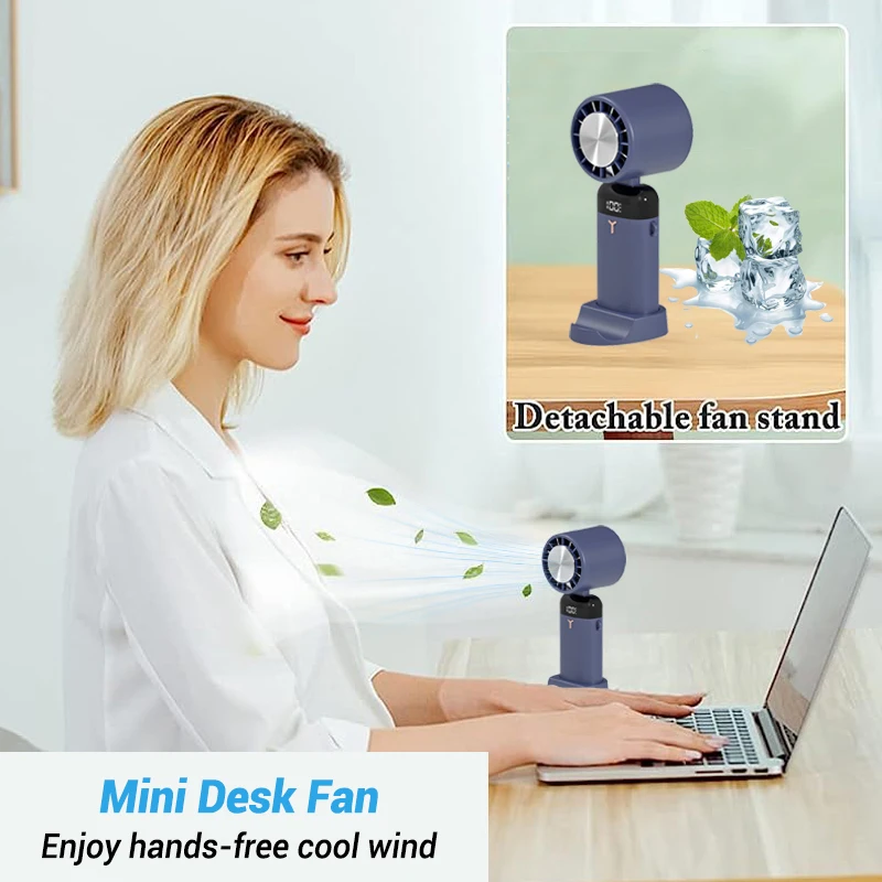 พัดลมขนตาส่วนบุคคลแบบไร้ใบพัดสำหรับตั้งแคมป์ทำความเย็นแม่เหล็กน้ำแข็ง2024พัดลมมือถือเล็กแบบ USB ไร้สาย3โหมด