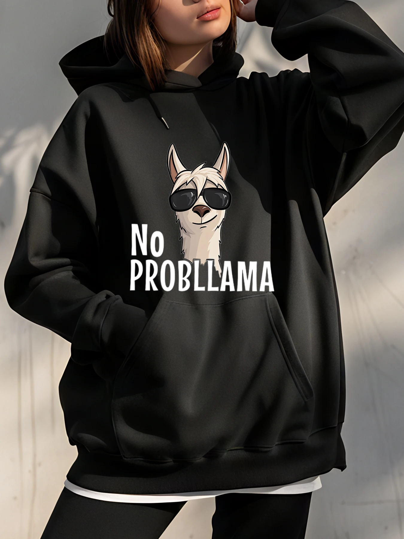

Толстовка с капюшоном для собак No Probllama, повседневная толстовка унисекс с забавным принтом, уличная мода для мужчин и женщин