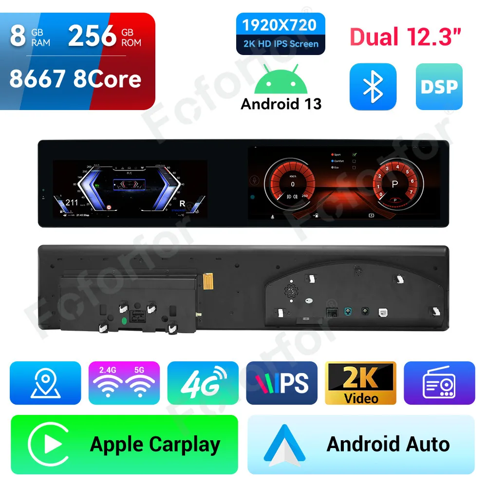 Dual12.3 Inch Touch Screen CarPlay For BMW 5 Series 2009-2017 Car Radio Android 13 Multimedia Player GPS Navigation Head Unit