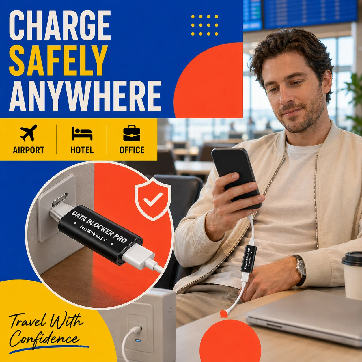 USB C Charging Connectors No Data Syncing Quick Charging USB Data Blocker Type-C Safety Data Interrupter Privacy Protection
