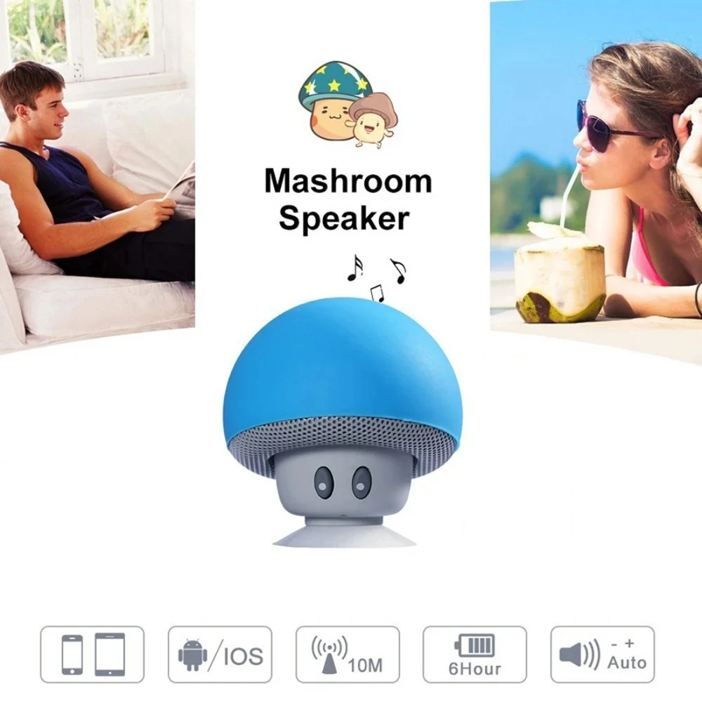 Halloween Bluetooth Speaker Portable Outdoor Stereo Subwoofer Mini Small Mushroom Wireless Speaker Sucker Phone Bracke