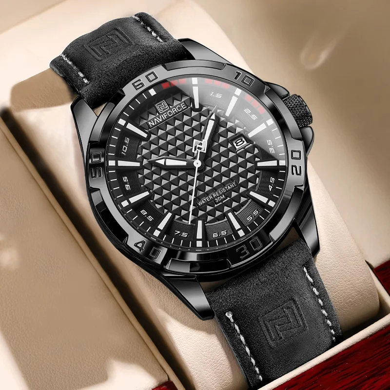 Top Luxury Brand NAVIFORCE New Men Waterproof Sport Quartz Watches Leather Strap Luminous Male Wristwatch Relogio Masculino 2025