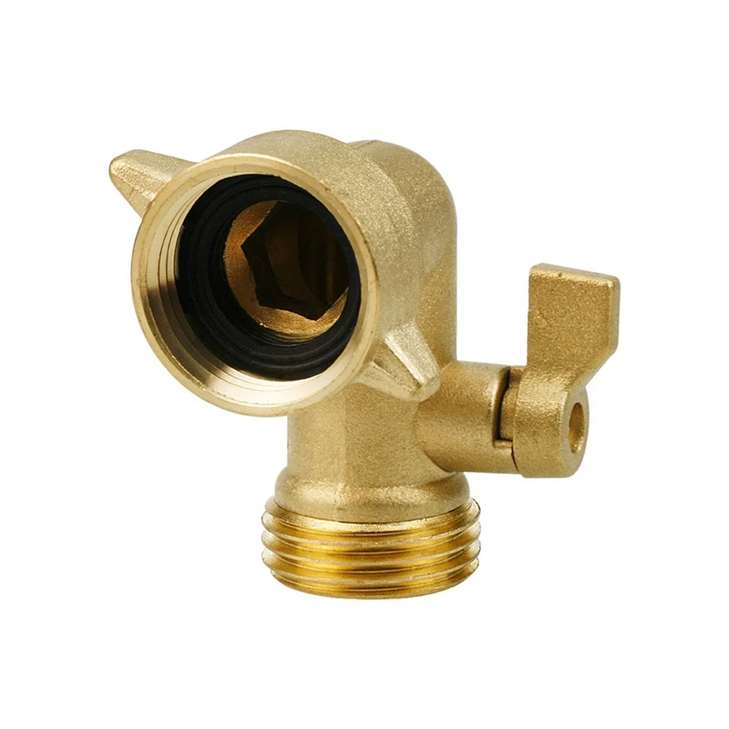 Copper 90 Degree Hose Elbow Adapter With Shut-Off Valve For Garden Hose 3/4 Inch US Connection