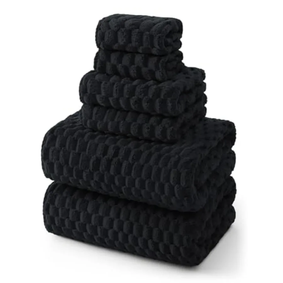 

Bath use, microfiber, black, oversized 35x70 inches, super soft quick-dry lint-free absorbent waffle texture