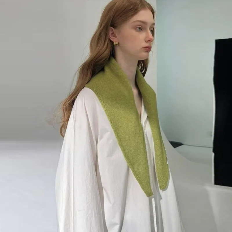 

Корейский треугольный шарф, зимний теплый шарф, яркий однотонный дизайн, утолщенная шаль, мягкий треугольный пашмина-шарф для шеи