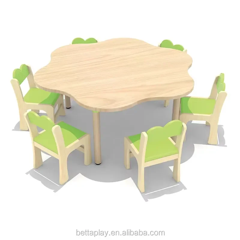 Flower Shape Wooden Table and Chair Set for Kids Children Furniture