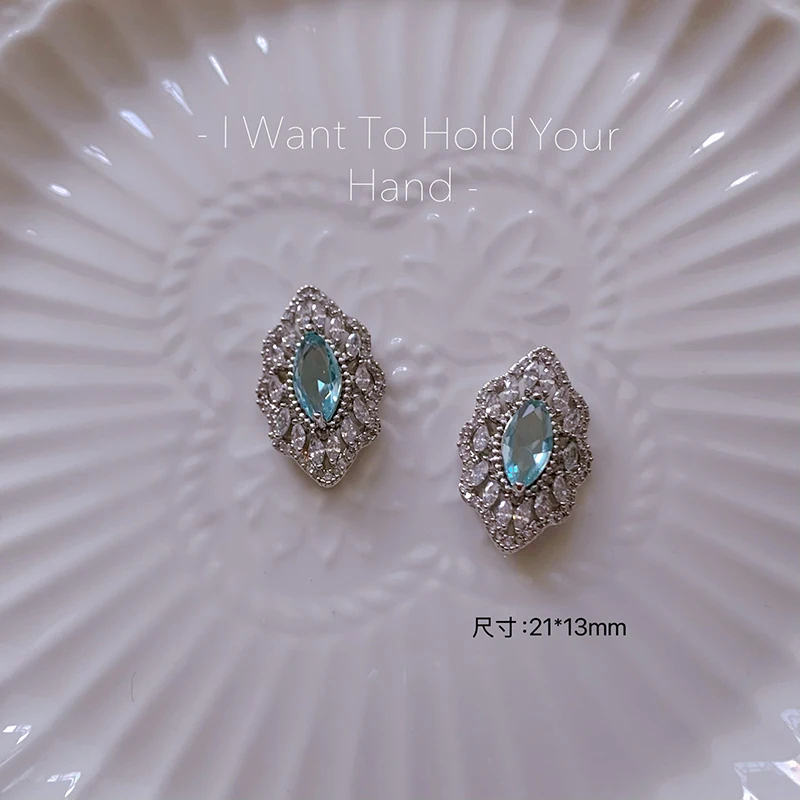 5 pçs novo luxo vintage esmeralda/siam zircão jóias, grande diamante completo opala rosa pedra preciosa super brilhante decoração da arte do prego