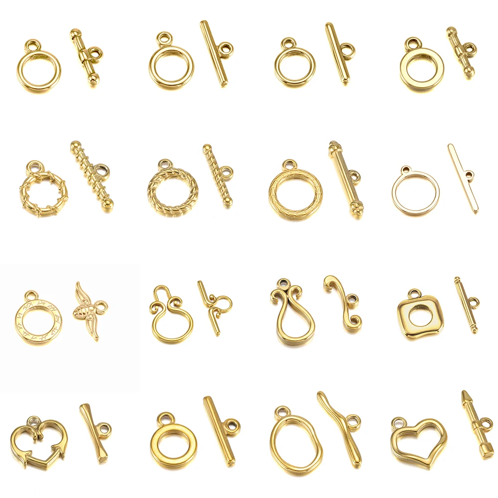 3 Sets Stainless Steel Irregular Curved OT Clasps Toggle Clasps Connectors For Bracelet Necklace Making Jewelry Making Supplies