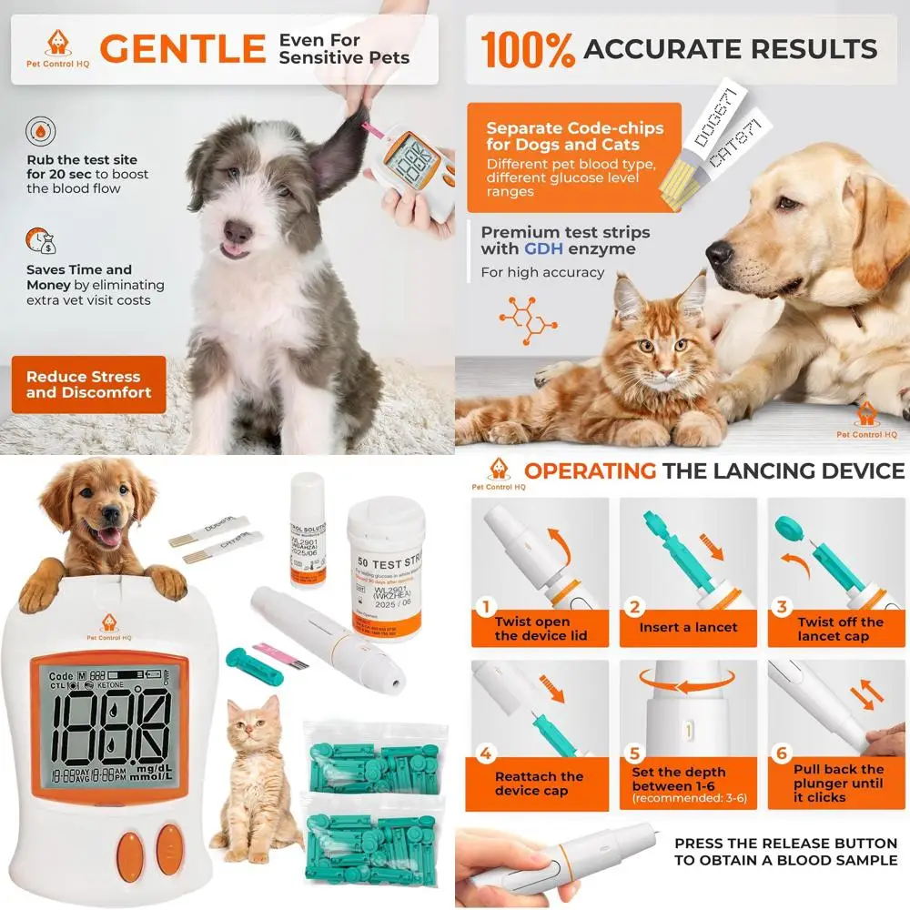 

Ветеринарный глюкометр для собак и кошек - быстрое измерение за 10 секунд, 50 тест-полосок, образец 0,6 мкл, домашний тест на диабет