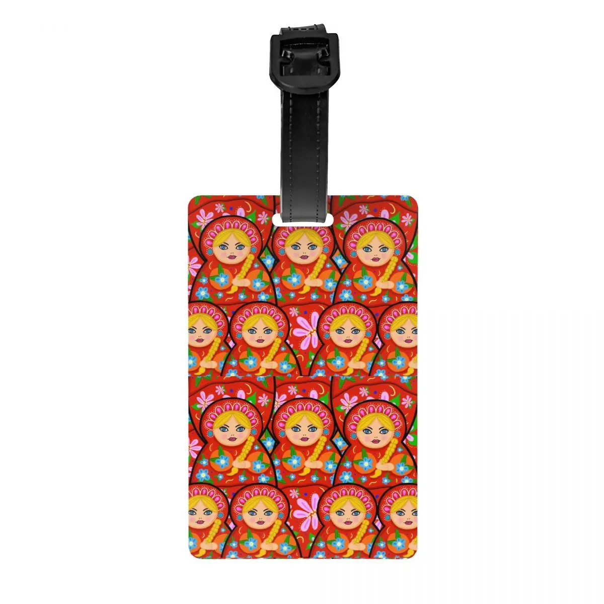 Russian Doll Matryoshka Luggage Tags for Suitcases Russia Folk Art Babushka Pattern Privacy Cover ID Label