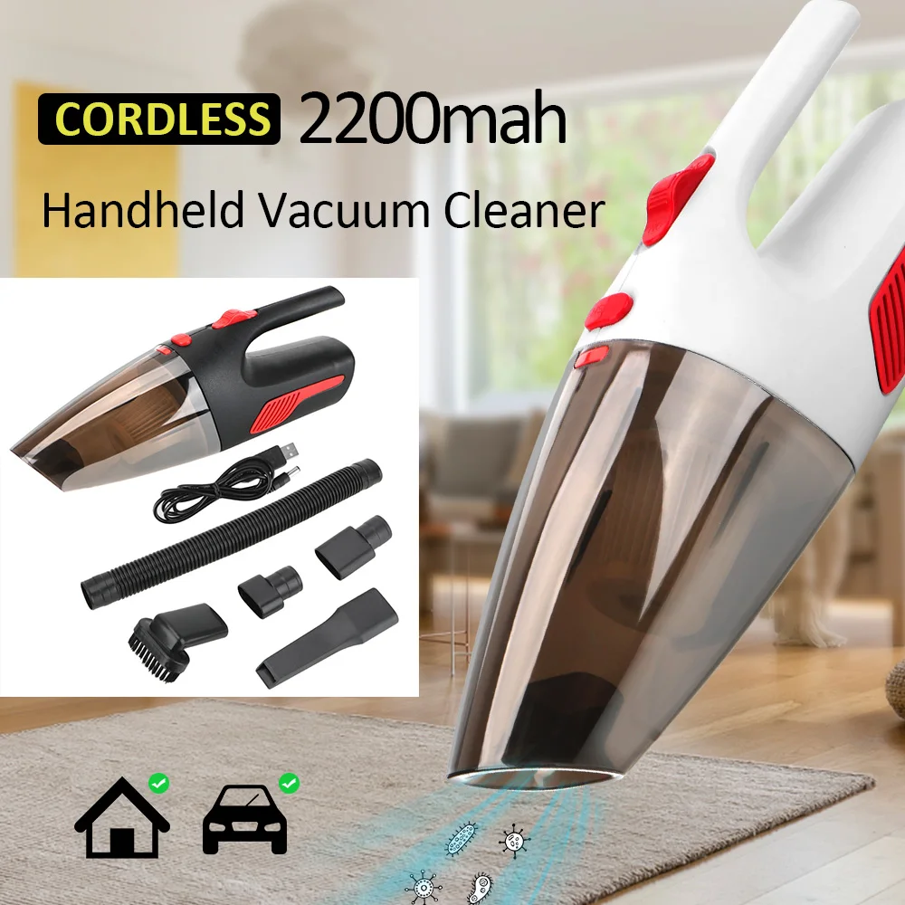 For Car Home 120W 12V 5000PA Cordless/Car Plug Cleaner Powerful Handheld Car Vacuum Super Suction Wet/Dry Dual-Use