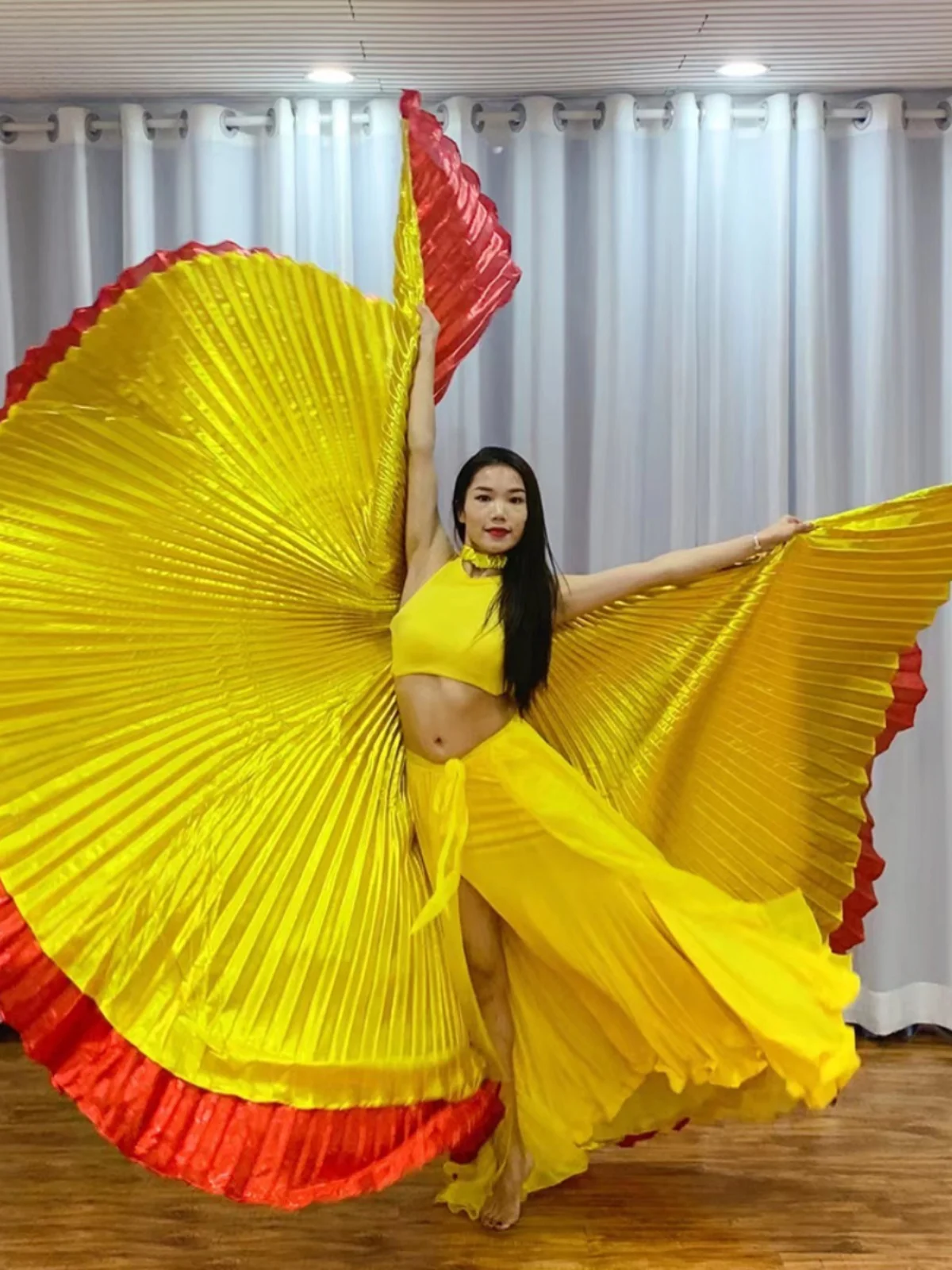 Belly Dance Wings Carnivals Festivals Cosplay Fairy Wings New Style Double Color Dance Wings with Sticks