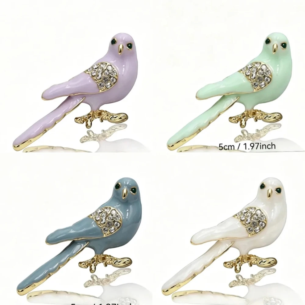 Fashionable Brooch Enamel Peace Pigeon Oil Dripping Alloy Animal Badge Diamond Inlaid Clothing Pin Wholesale Jewelry Accessories