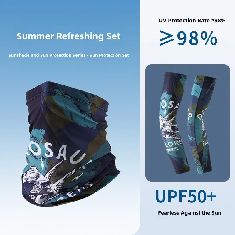 

Ice Silk Arm Cover Men's Summer Anti-UV Tattoo Flower Sleeve Thin Riding Ice Sleeve Mask Lightweight Breathable UV Protection
