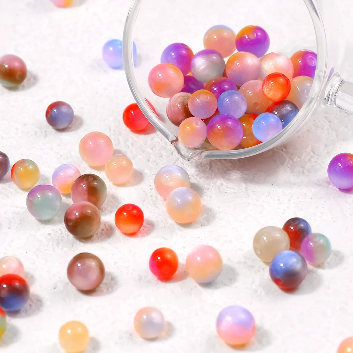 8/10mm Farbverlauf schillernde Emaille Sternenhimmel Perlen Acryl Spacer lose Perlen für Schmuckherstellung Armbänder DIY Zubehör