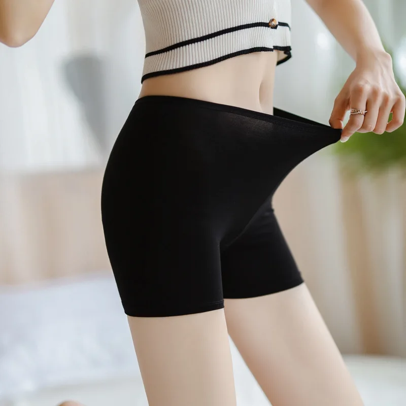 Ice silk seamless white backing anti-light safety pants women's summer thin insurance shorts large size can be worn outside