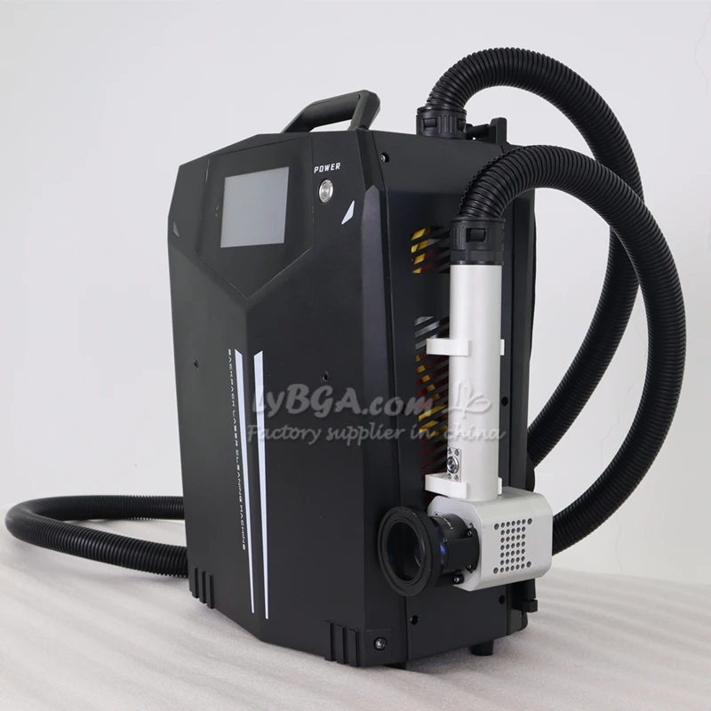 เครื่องทำความสะอาดด้วยเลเซอร์พัลส์ LY 100W/200W/300W แบบไม่สัมผัส สำหรับกำจัดสนิม ชั้นออกซิเดชันจากน้ำมัน แบบสะพายหลัง เครื่องเชื่อมเลเซอร์