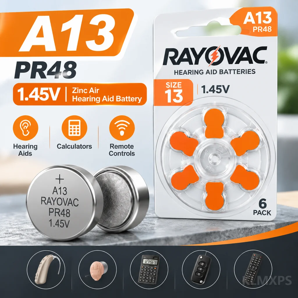 A13 PR48 Hearing Aid Battery Zinc Air 60PCS Size 13 Button Cells for Hearing Aids Replacement Batteries Pack