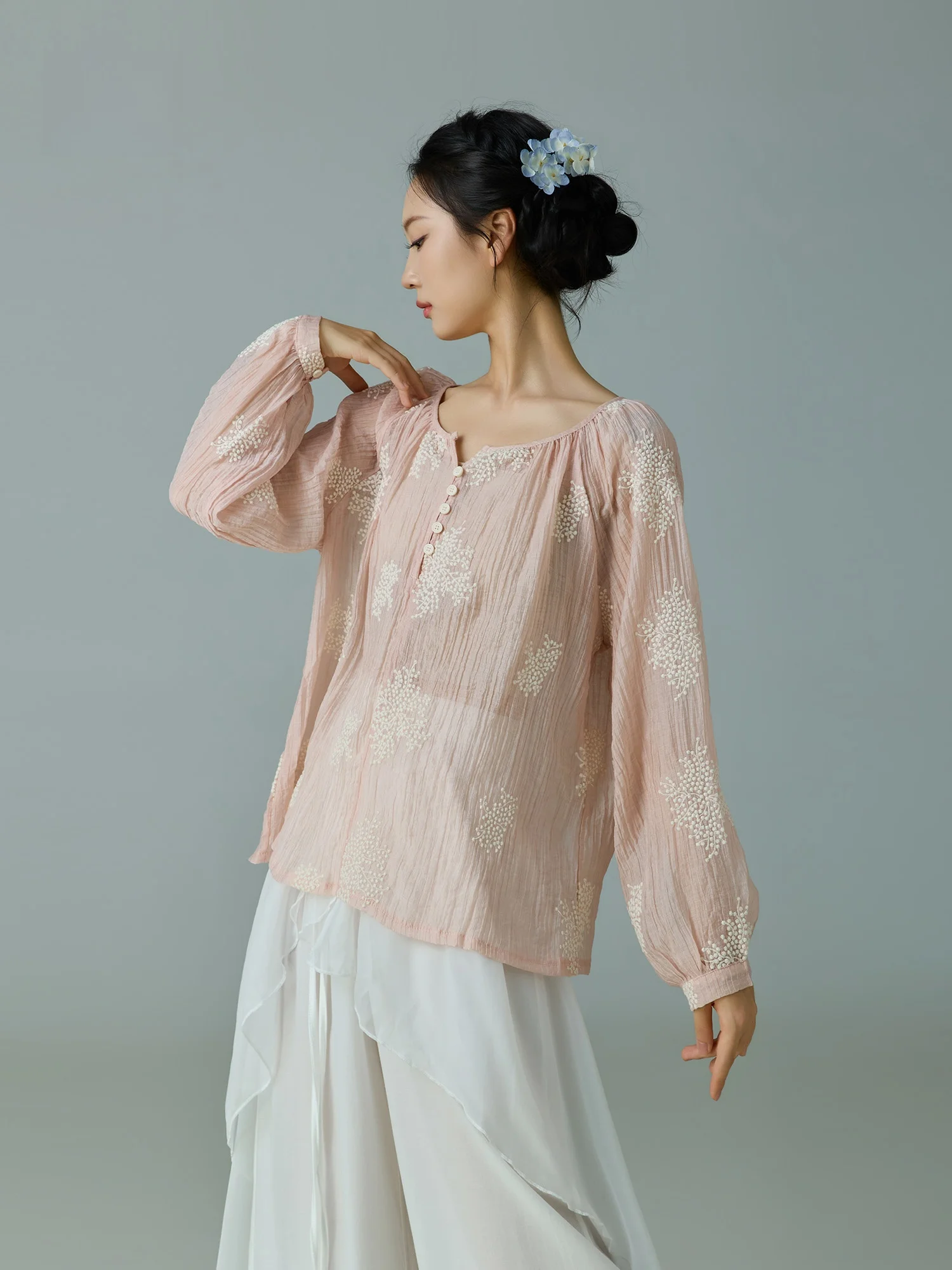 chen-wu-クラシックダンス練習スーツ-ラウンドネック-ルーズで流れるようなスリムフィット-パフォーマンス服-ダンスシェイプウェア-レディーストップス