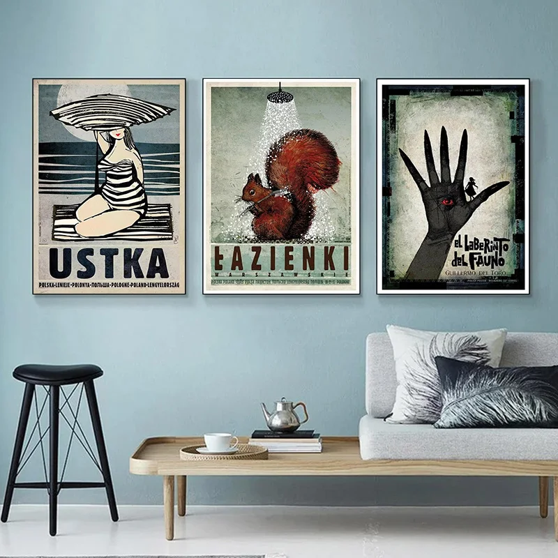 Ryszard Kaja Artworks Polish Poster 2000s Dachshund Lazienki Poodle Canvas Painting Wall Art for Living Room Home Decor Unframed