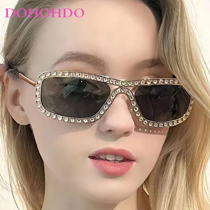 

Luxury Brand Designer Steampunk Sunglasses For Men Women Popular Retro Sun Travel Driving Glasses Rhinestone Metal Shades UV400