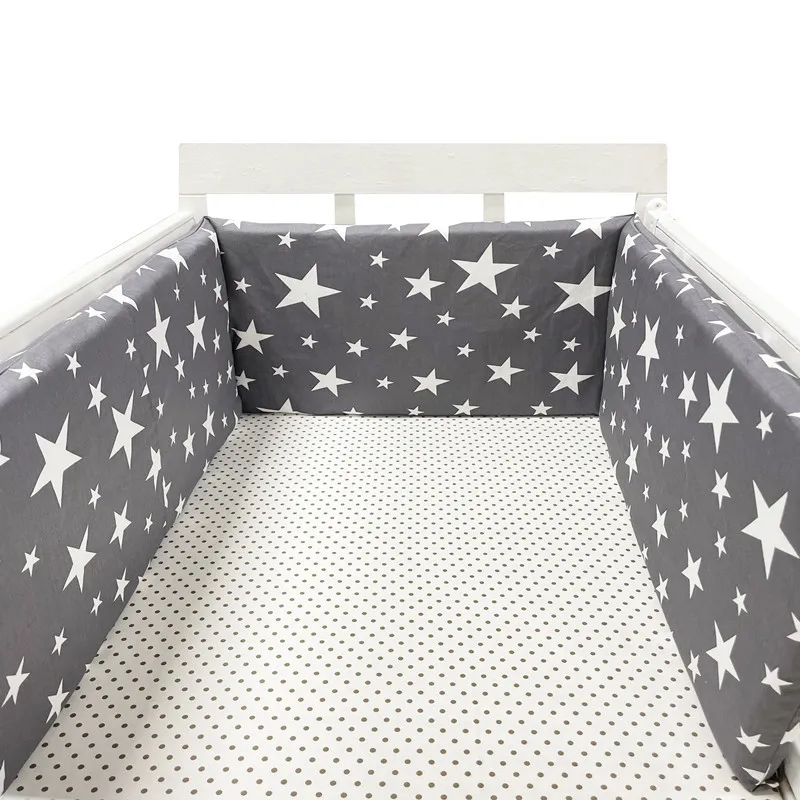200x30CM Nordic Stars Baby Bed Thicken Bumpers Zipper Design One-piece Crib Around Cushion Cot Protector Pillows Bedding Sets