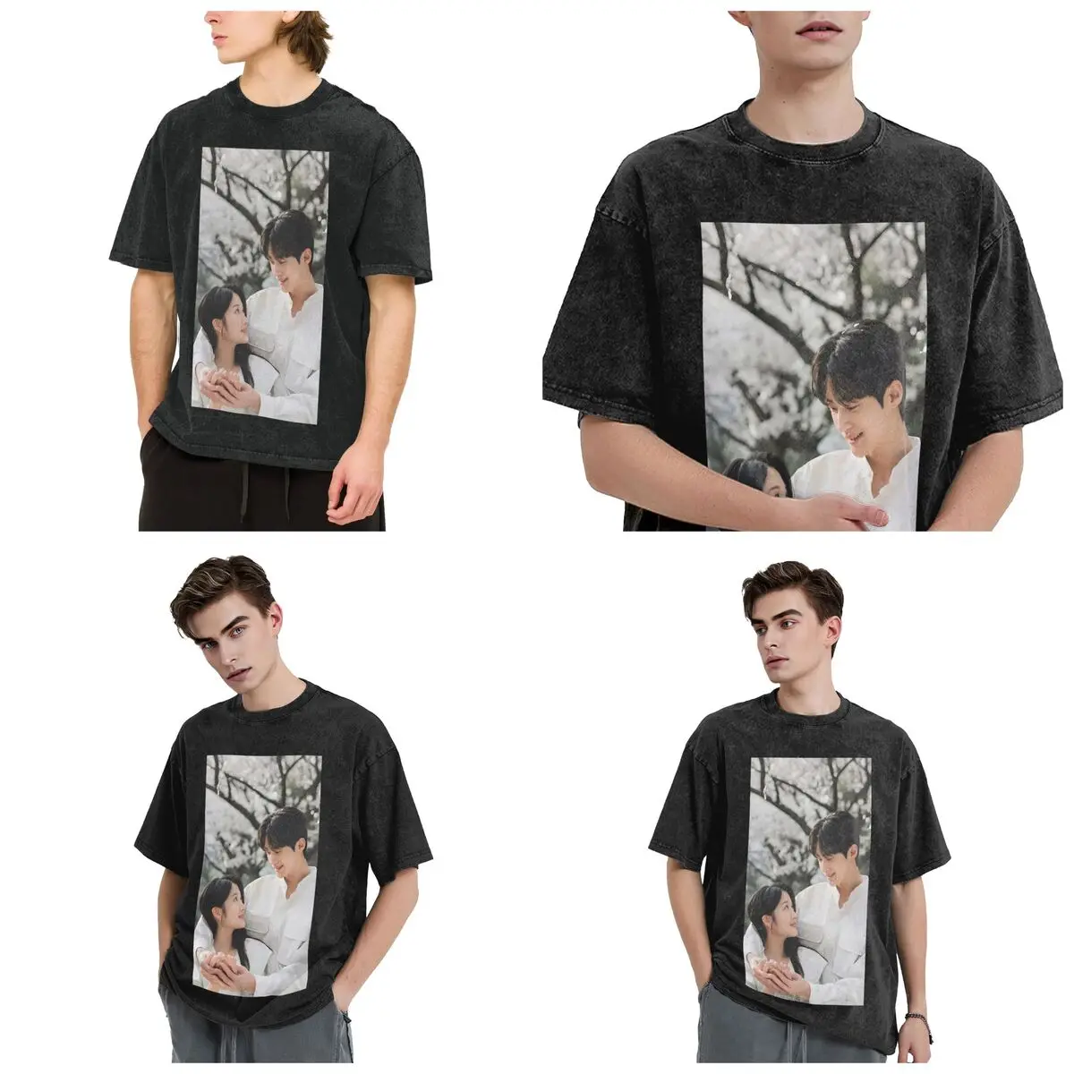 Streetwear T-Shirts Lovely Runner K-drama Byeon Woo Seok  Washed T Shirt Short Sleeve Hip Hop T-Shirt Tops Tees for Men Women