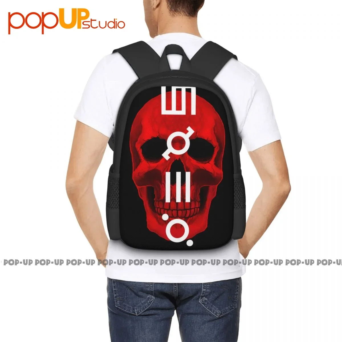 Mochila Gráfica de Grande Capacidade Crânio Vermelho, Saco de Compras de Treinamento Escolar, 30 Segundos para Marte