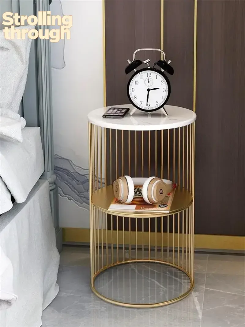 

Nordic Iron Light Luxury Side Table Small Coffee Table Flower Few Sofa Corner Cabinet Rack Living Room Mini Round Corner Table